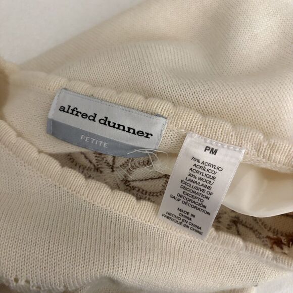 Alfred Dunner Sweater Women's Petite Medium Embroidered Rhinestone Knit - Picture 9 of 10